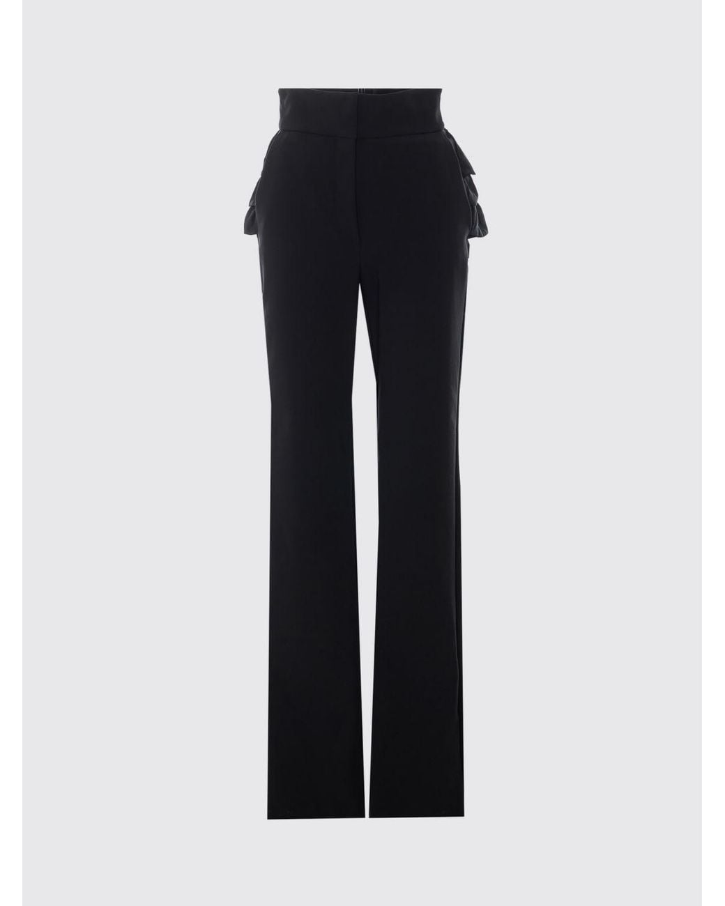 Elisabetta Franchi Black High-Waisted Crêpe Skinny Trousers With Ruffles