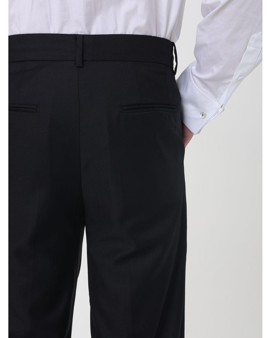 KENZO Black Virgin Wool Tailored Trousers for men