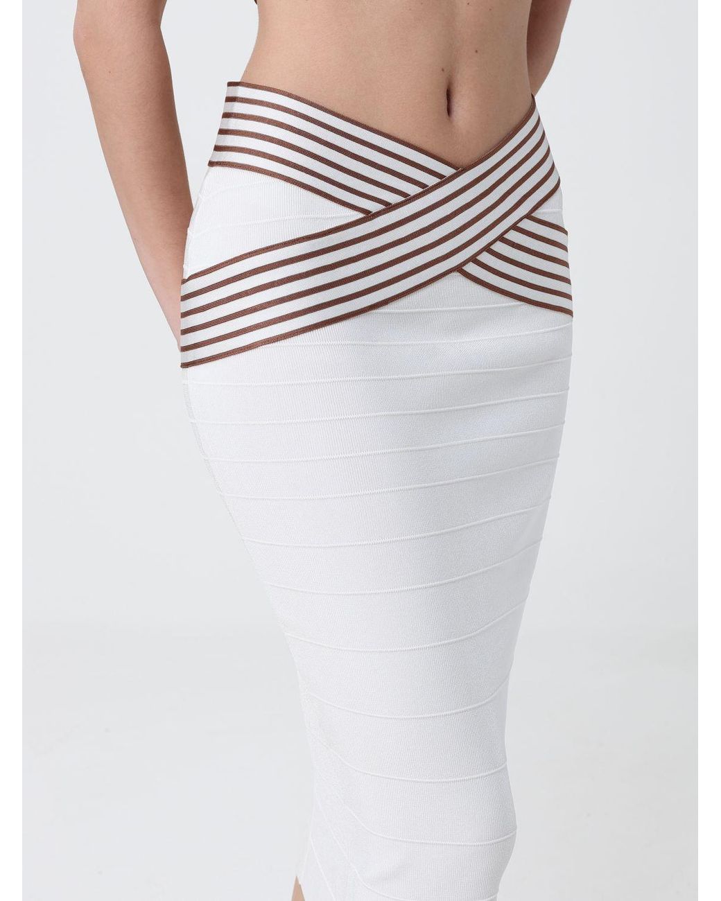 Elisabetta Franchi White Jersey Midi Skirt