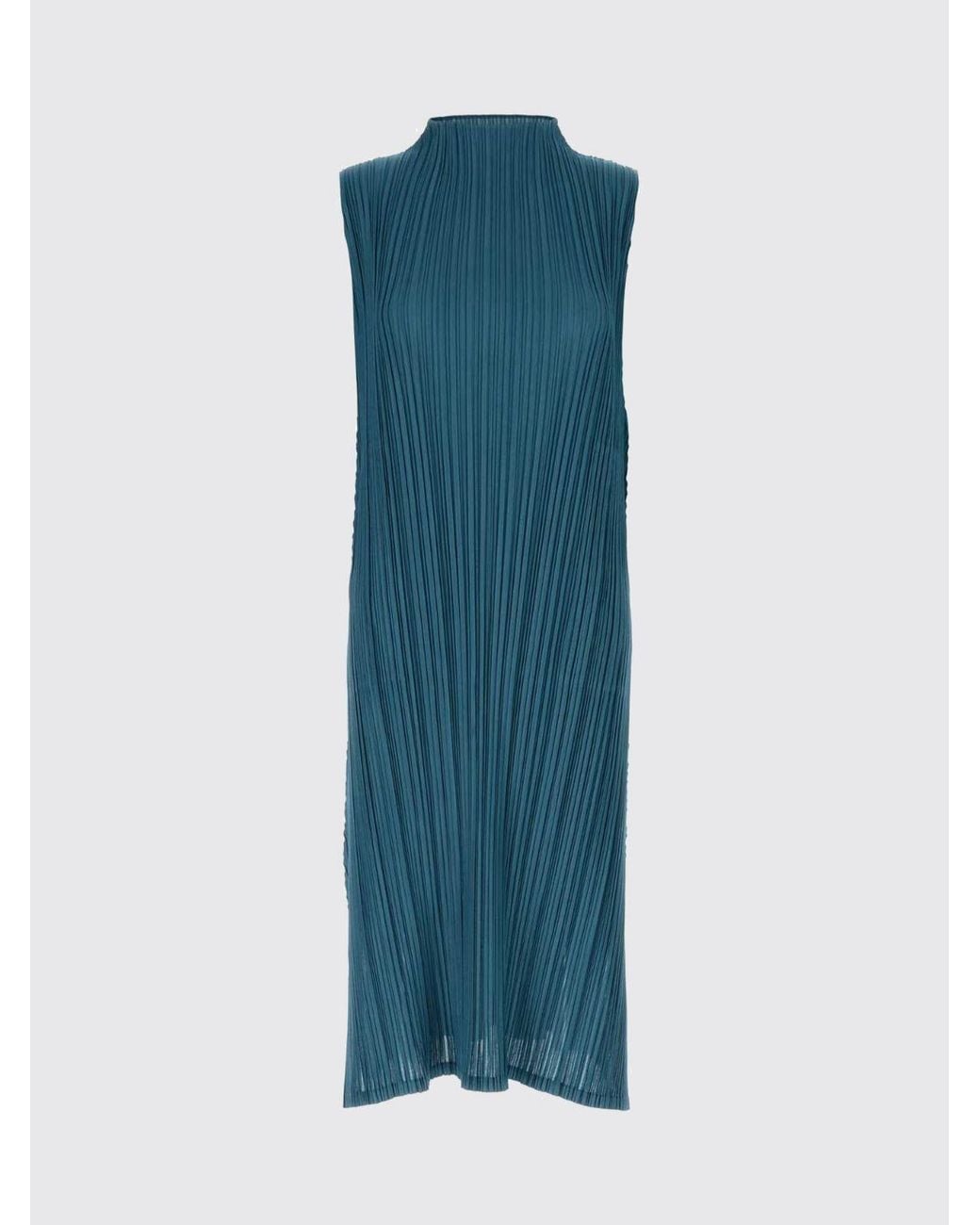Pleats Please Issey Miyake Blue Dress