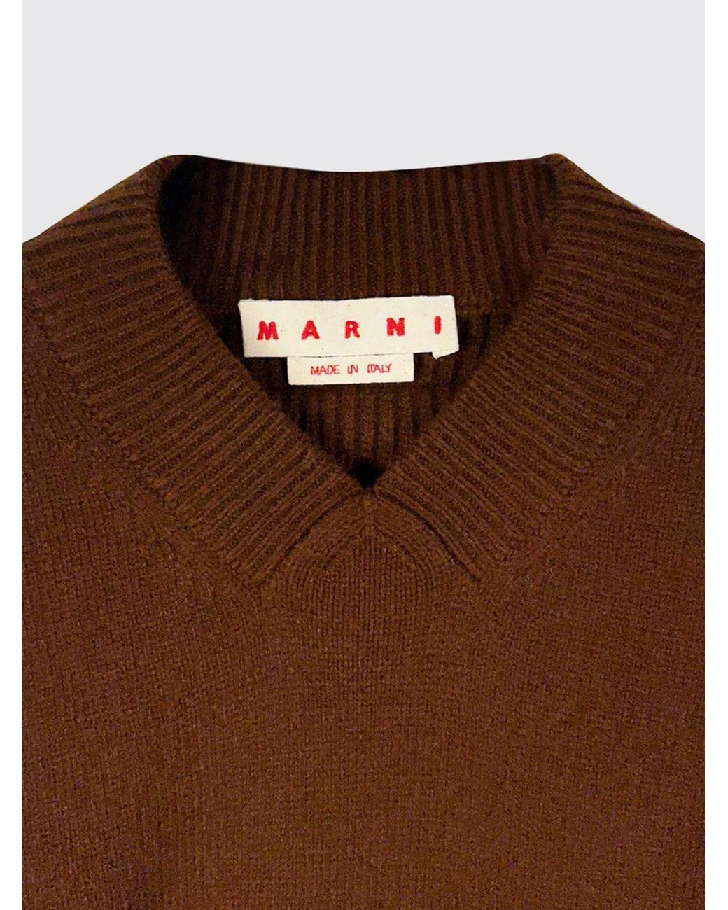 Marni Brown V-Neck Relaxed Fit Sweater