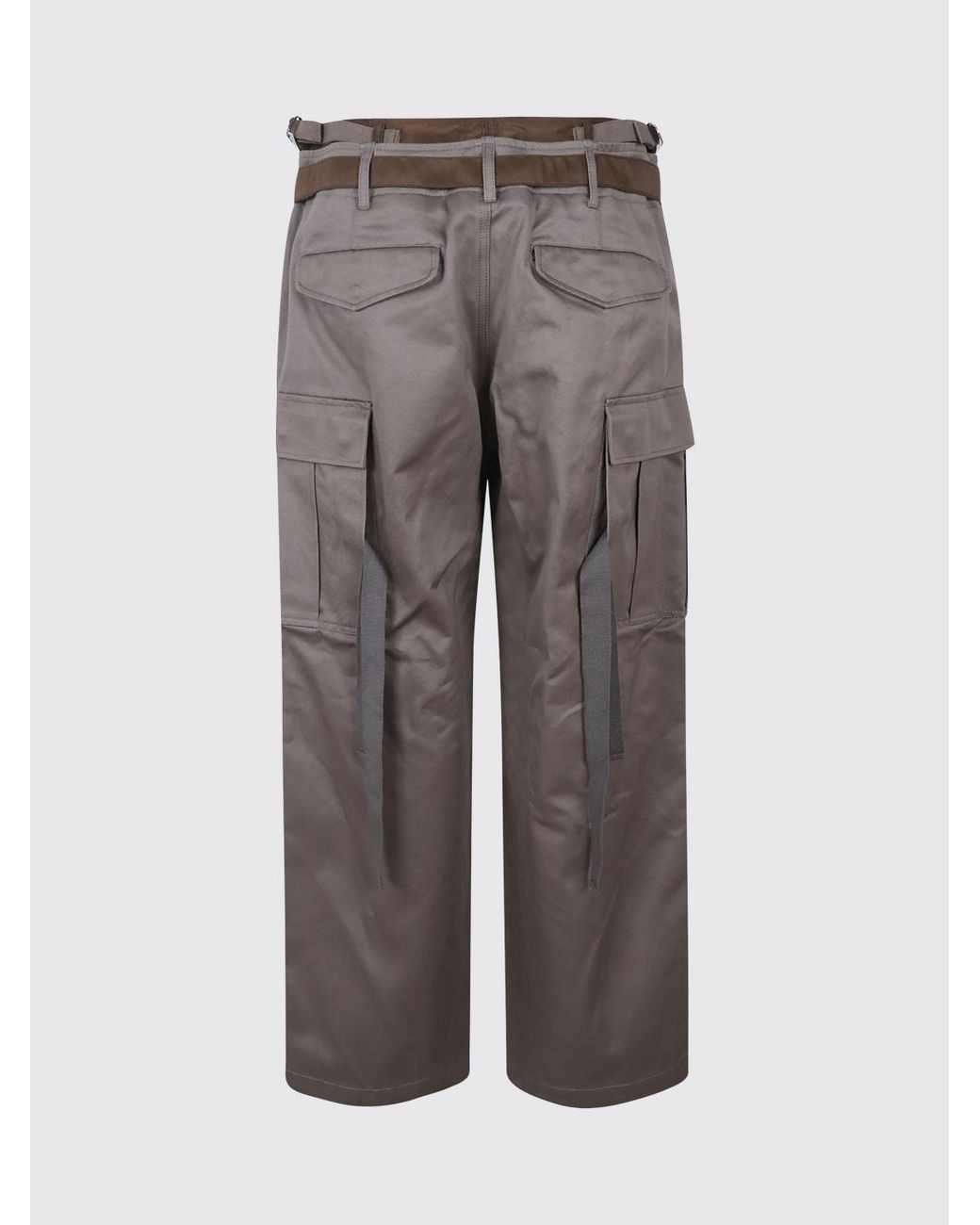 Sacai Gray Straight-Leg Cotton Cargo Trousers With Adjustable Belt for men