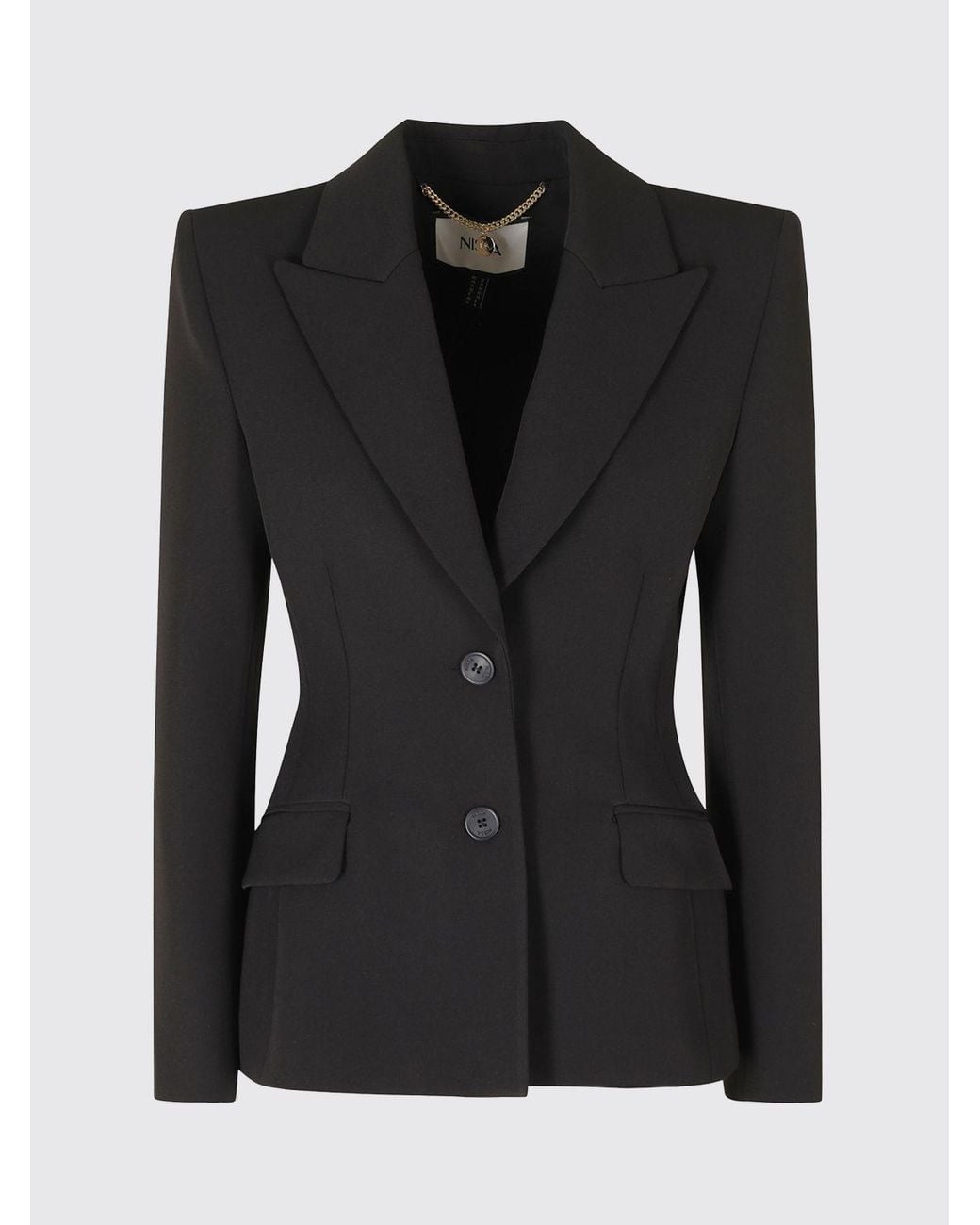 Nissa Blue Slim Fit Single-Breasted Blazer With Peak Lapels