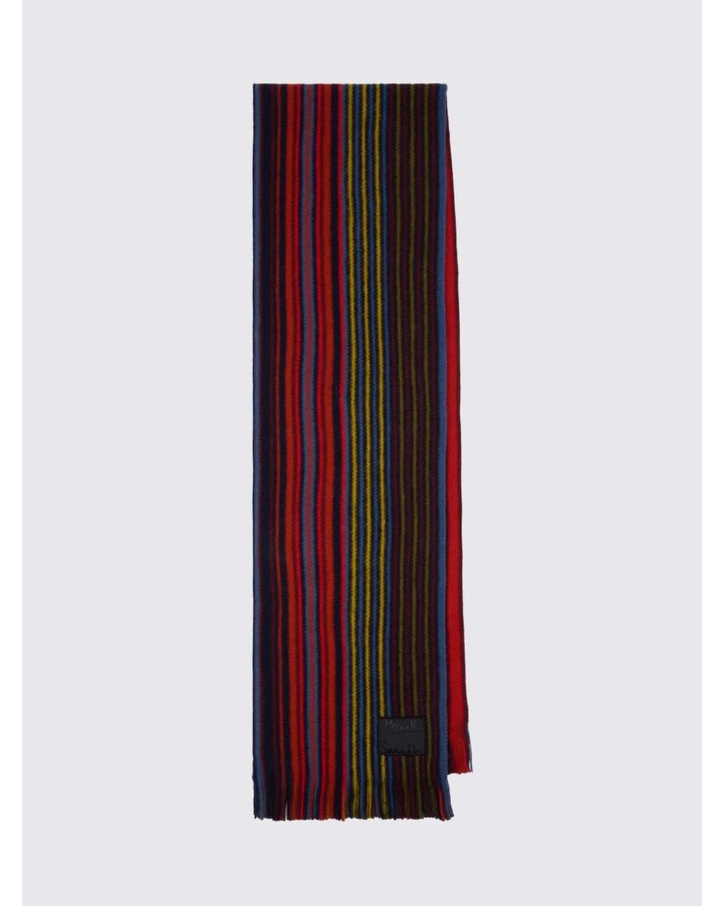 Paul Smith Red Striped Wool Scarf With Fringed Edge for men