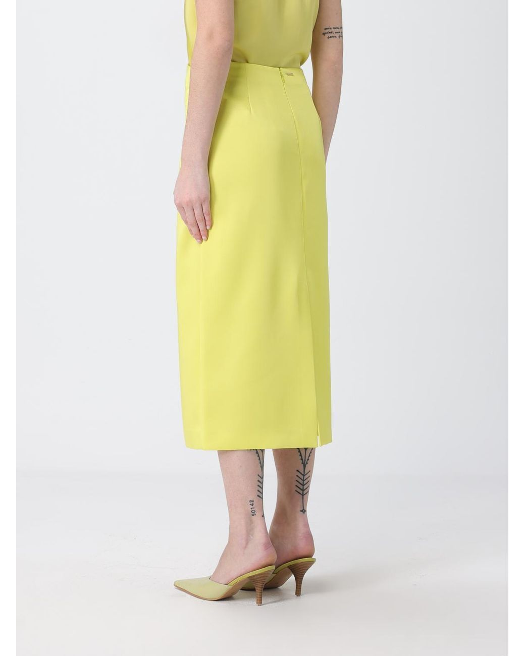 Twinset Yellow Viscose Skirt