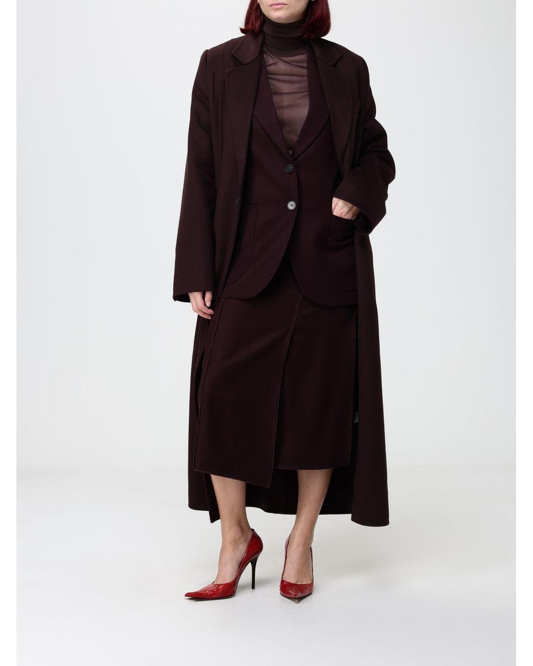 Victoria Beckham Purple Single-Breasted 100% Wool Blazer With Lapel Collar