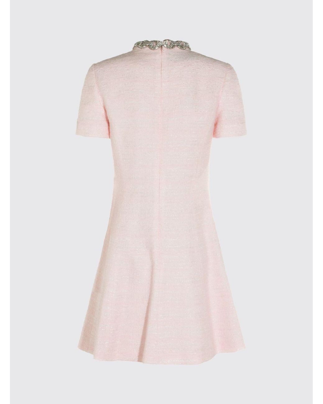 Valentino Garavani White A-Line Tweed Mini Dress With Rhinestone Embellishment