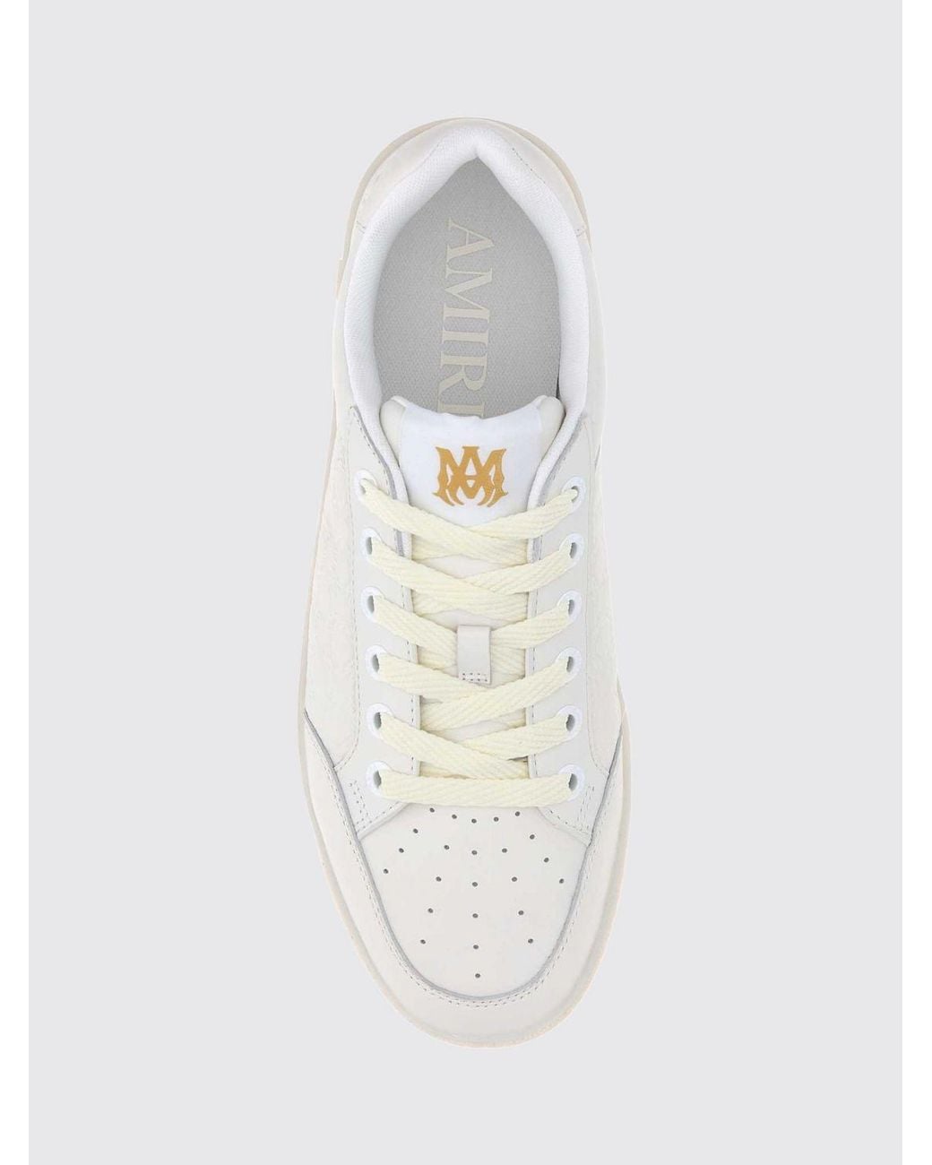 Amiri White Blvd Low-Top Leather Sneakers With Perforated Monogram Logo for men