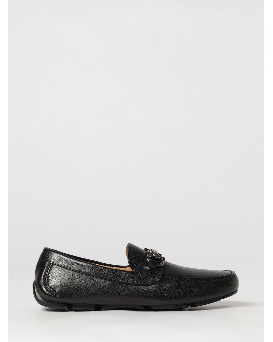Ferragamo White Gancini Driver Loafers for men