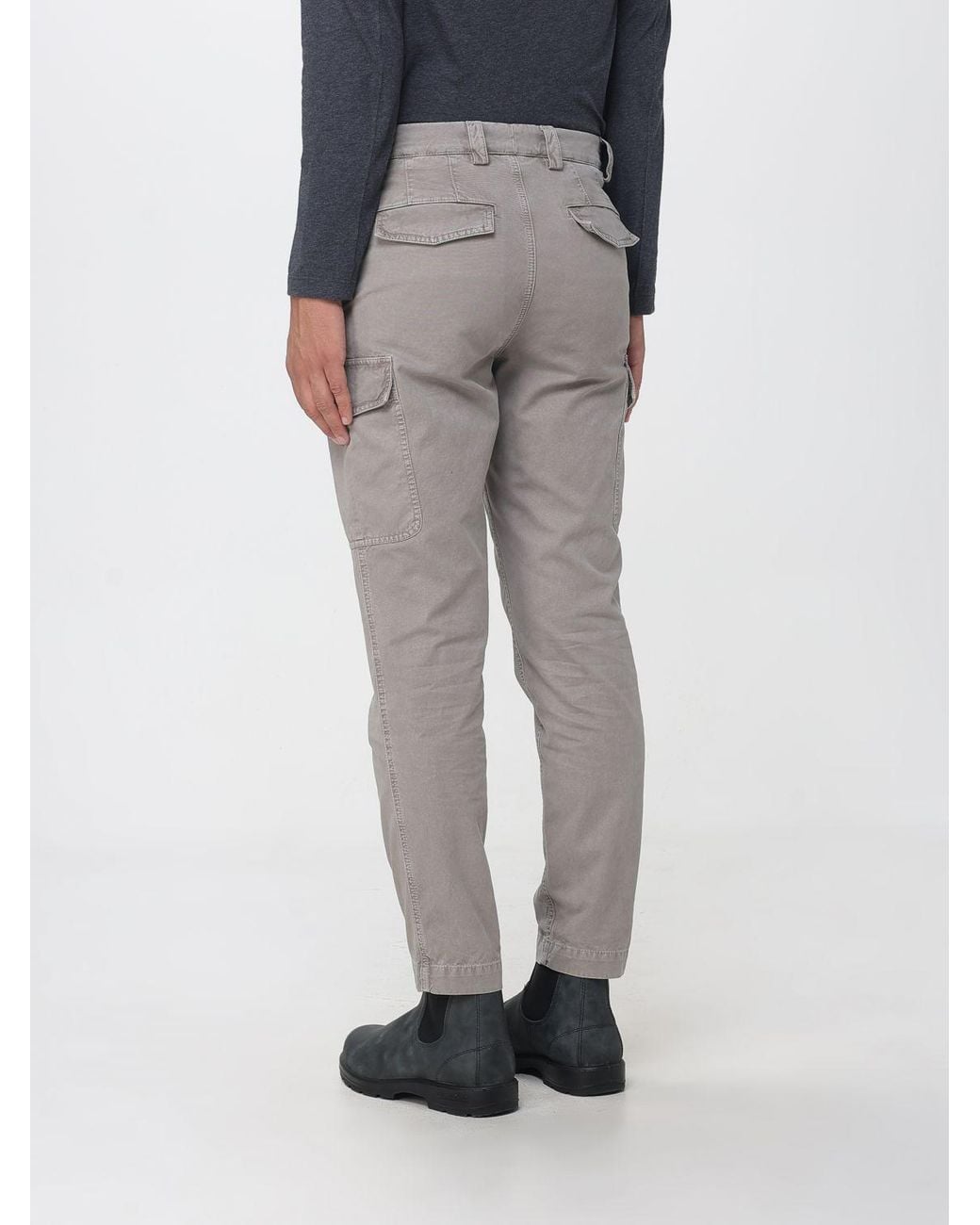 Brunello Cucinelli Gray Slim Fit Cotton Cargo Trousers for men