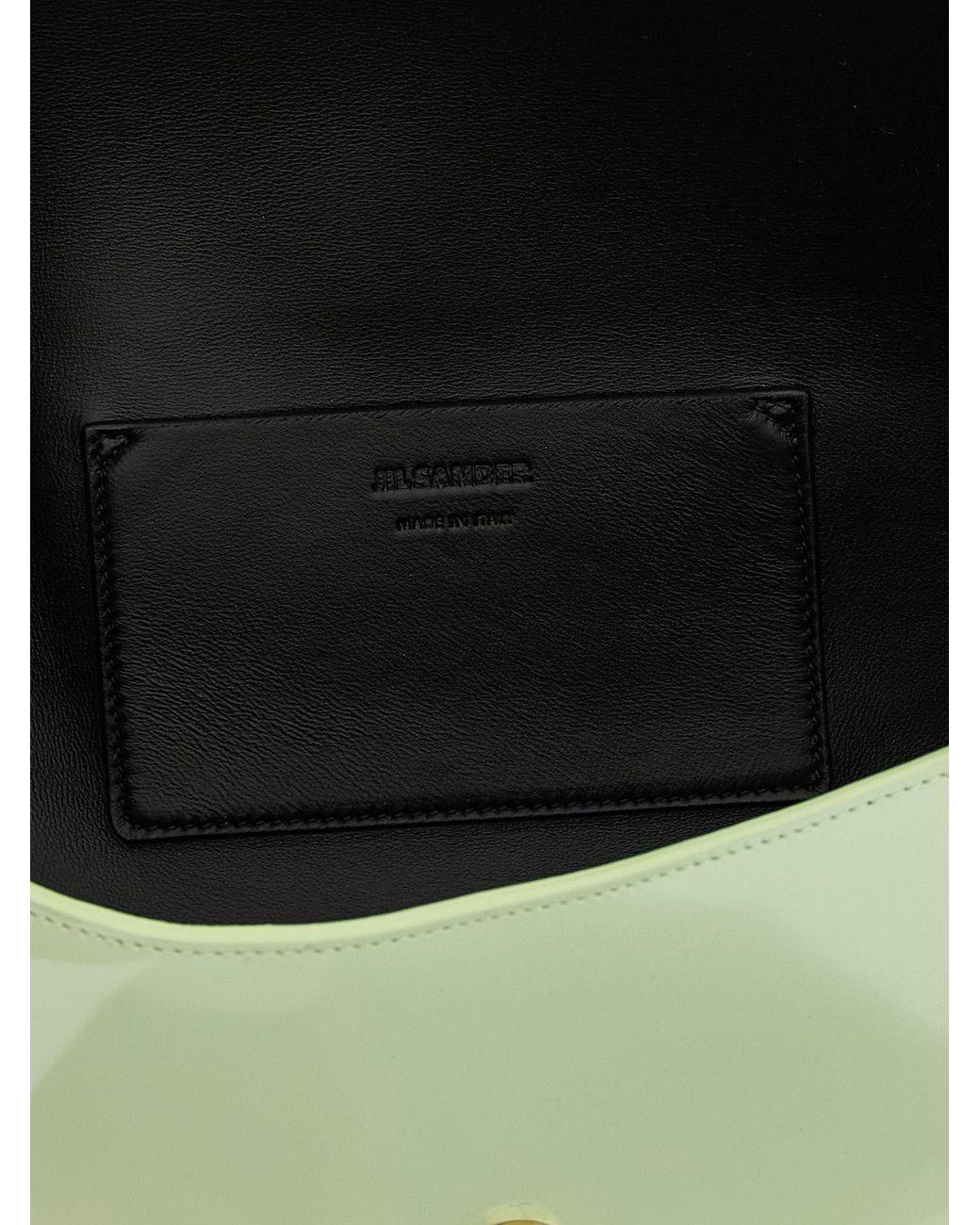 Jil Sander Green Kante Brushed Calfskin Shoulder Bag With Flat Handle