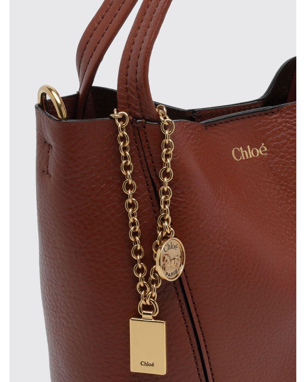 Chloé Brown ChloÉ Spin Mini Grained Calfskin Handbag With Ring Detail