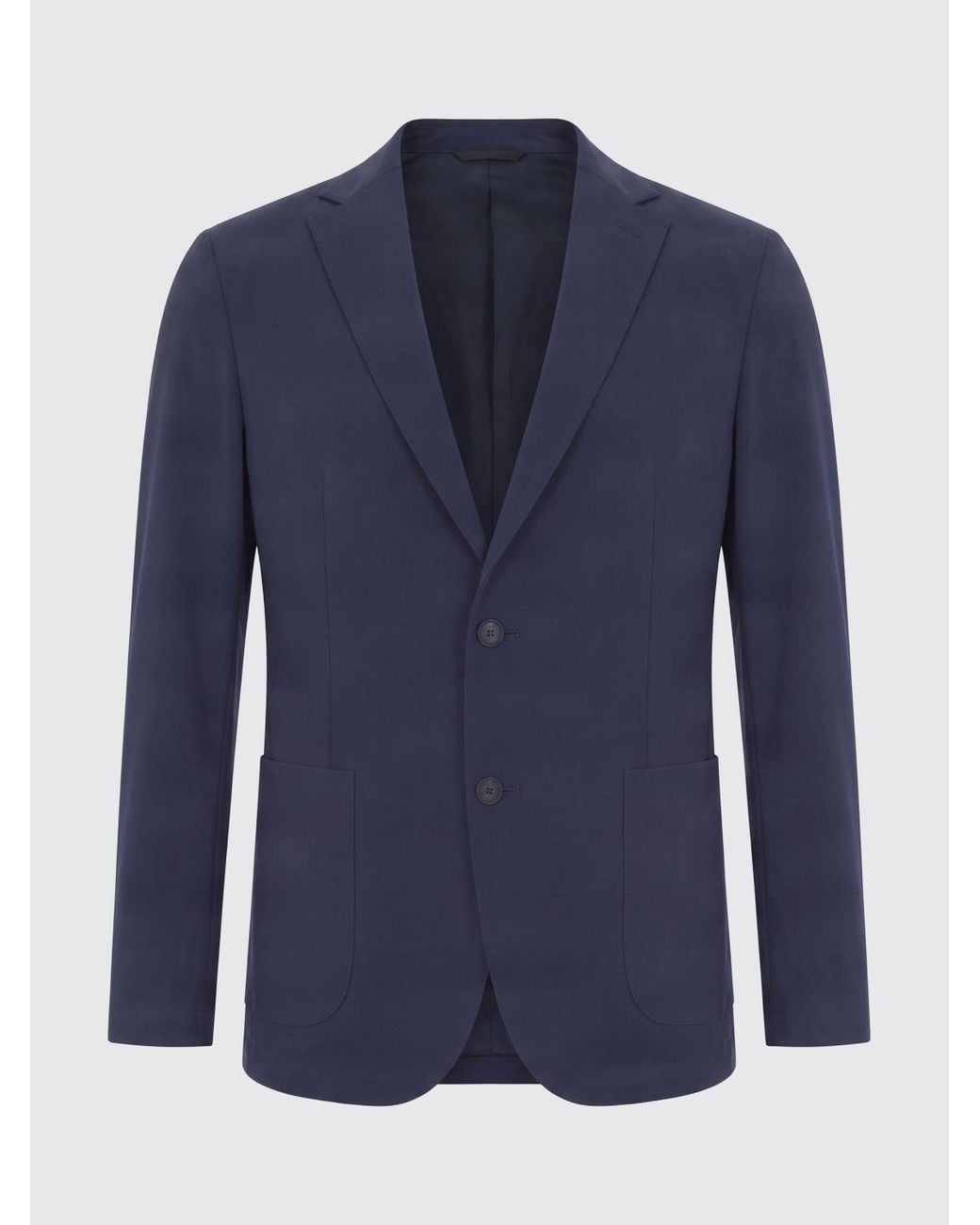 Boss Blue Single-Breasted Stretch Polyester Blazer With Notch Lapels And Patch Pockets for men
