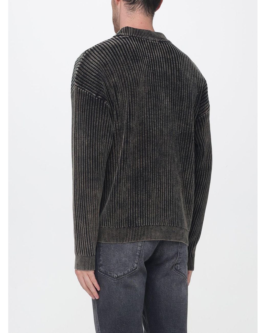 Emporio Armani Gray Cotton Blend Crewneck Jumper With Tone-On-Tone Logo for men