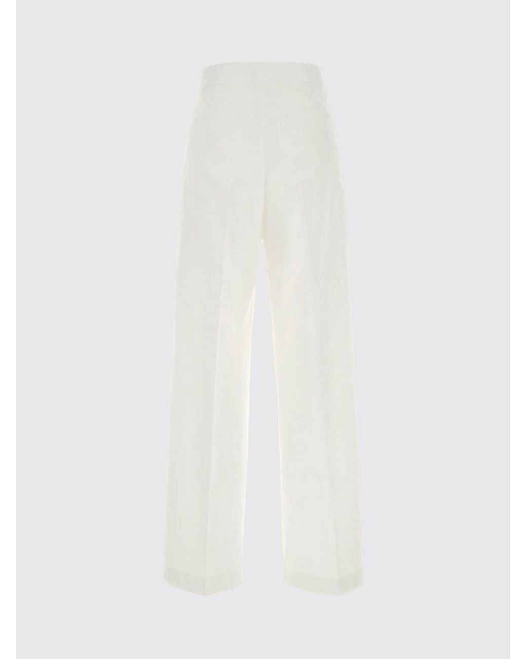 Jil Sander White Cotton And Silk Straight Trousers