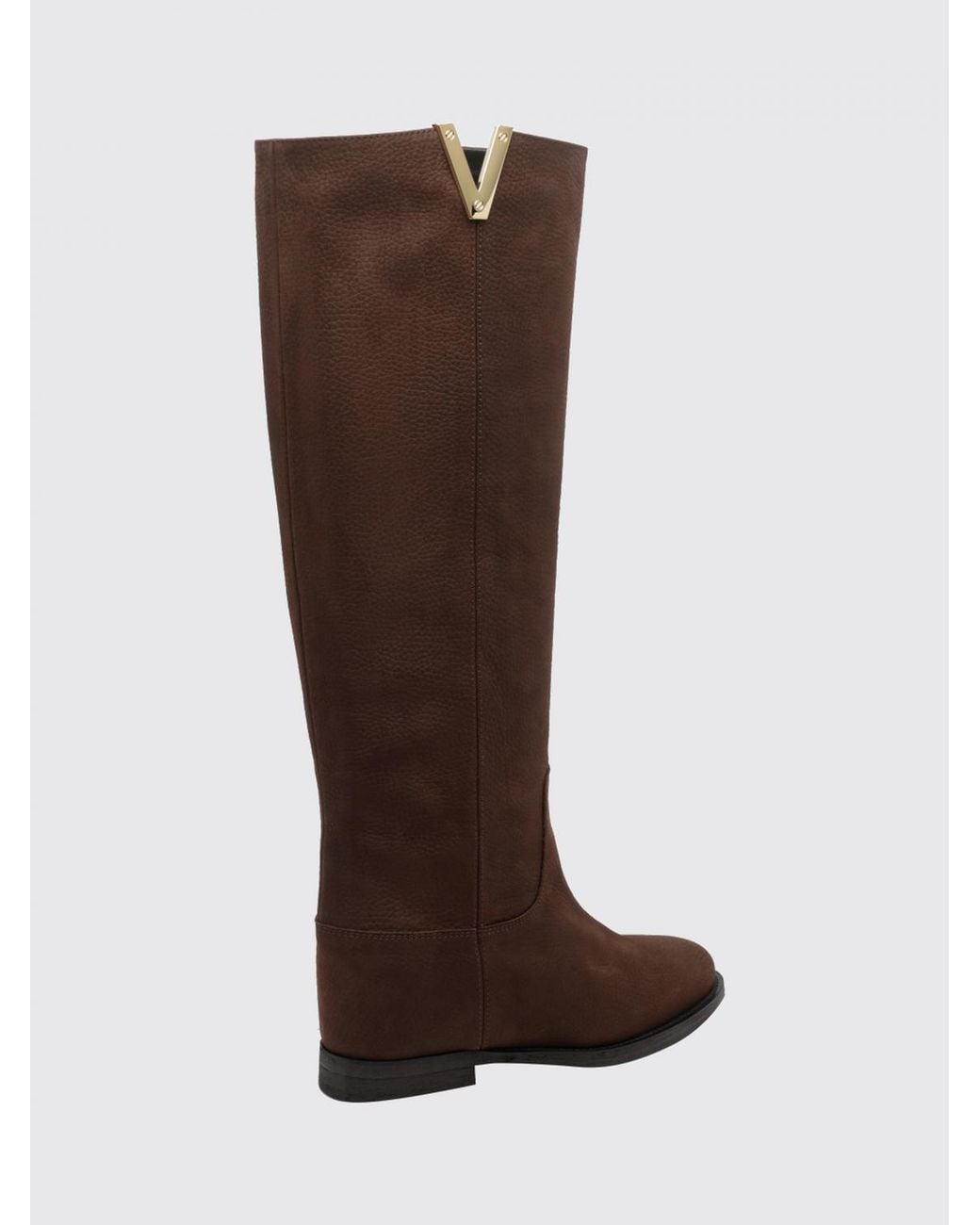 Via Roma 15 Brown Suede Knee-High Boots With Internal Wedge