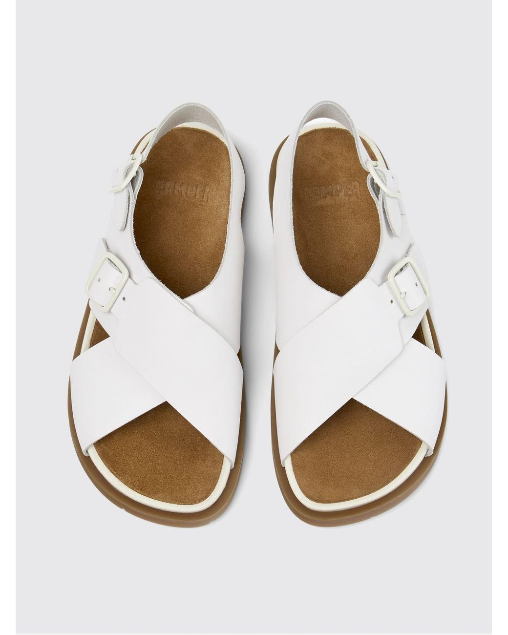 Camper White Lluc Leather Sandal
