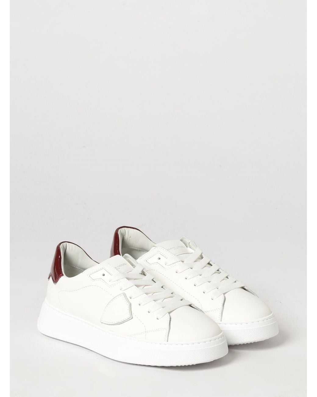 Philippe Model White Temple Low Smooth Calfskin Low-Top Sneakers With Shield Logo for men