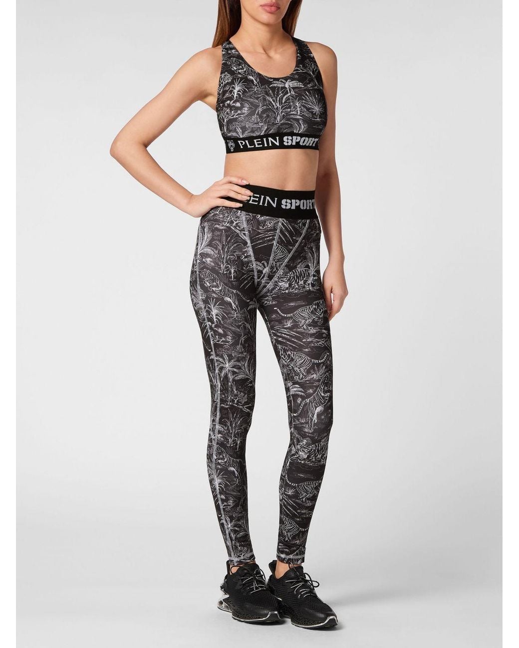 Philipp Plein Blue High-Waisted Skinny Leggings With Tropical Floral Print
