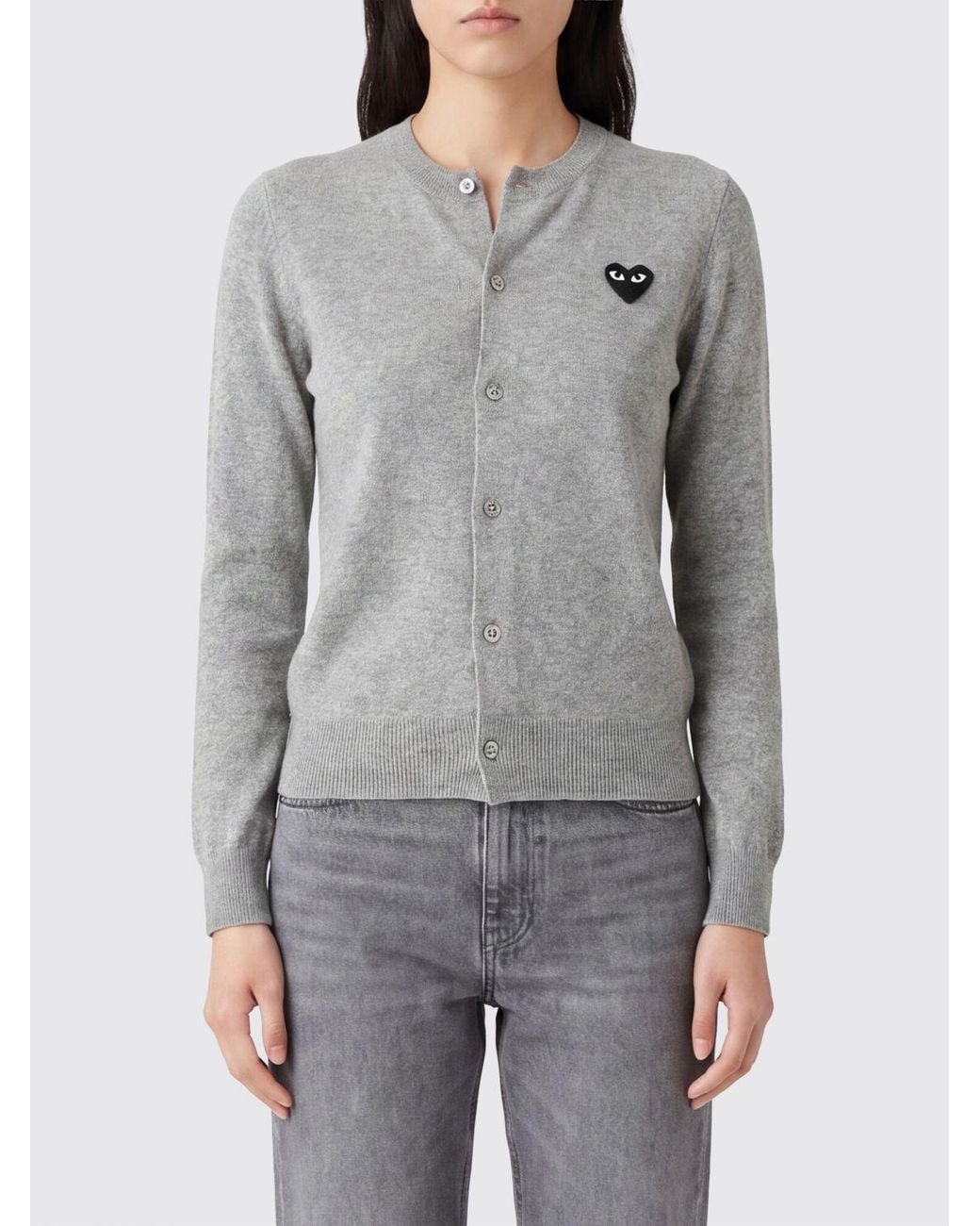 COMME DES GARÇONS PLAY Gray Comme Des GarÇ Ons Play Wool Cardigan With Logo