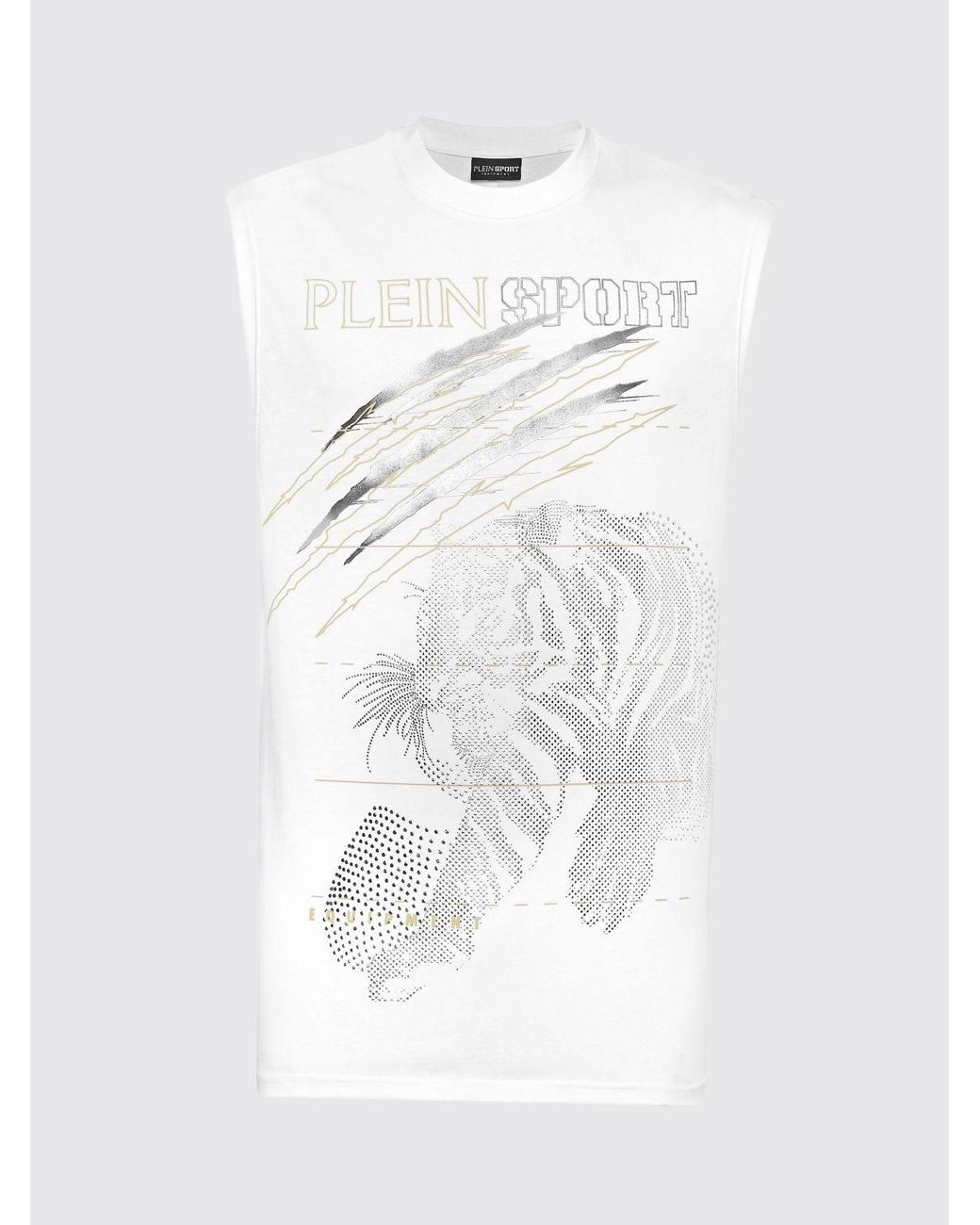 Philipp Plein White Printed Cotton Tank Top With Rhinestones for men