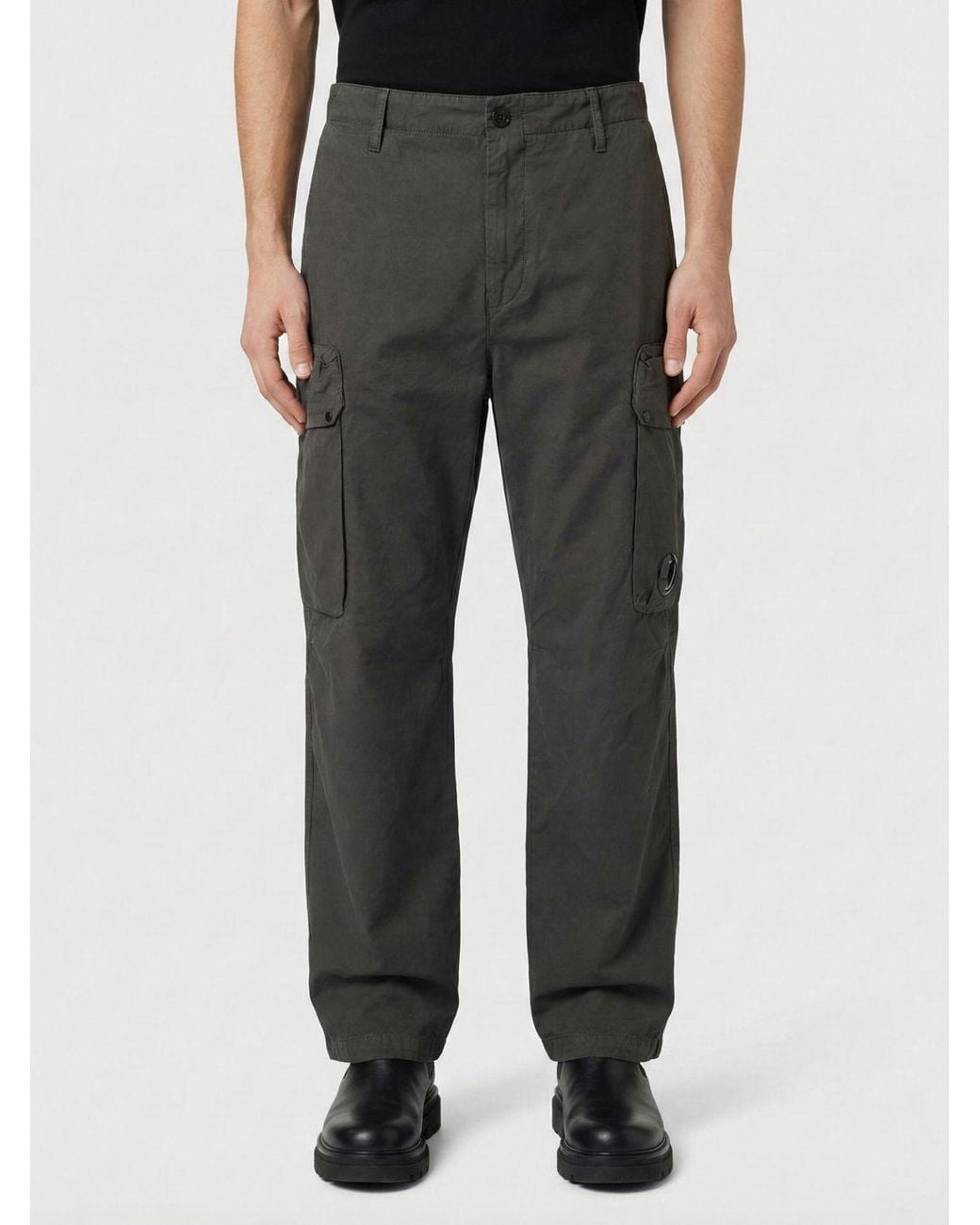 C P Company Black Cotton Cargo Pants for men