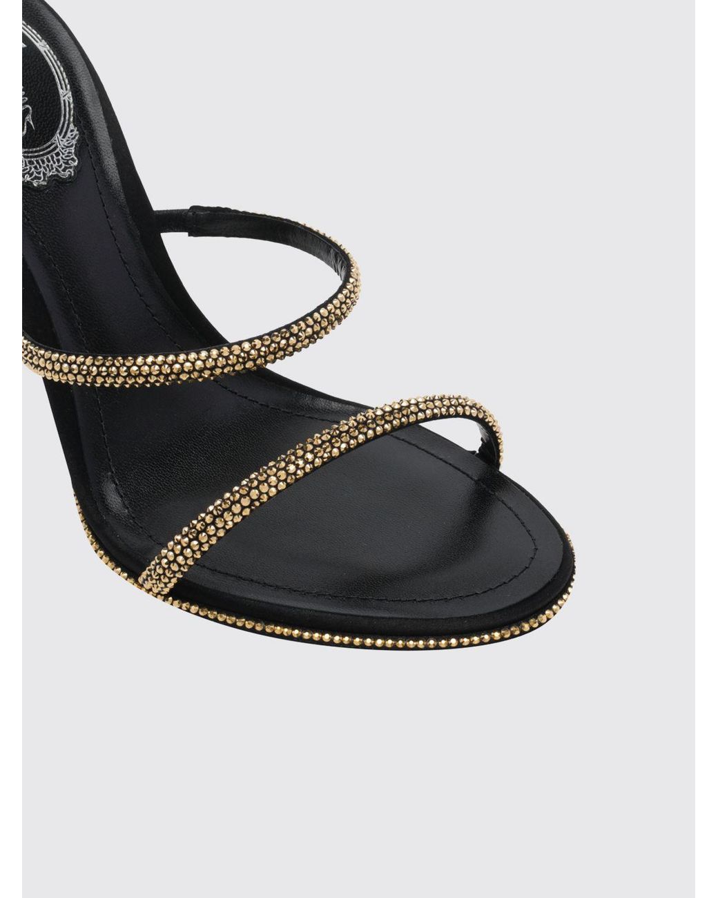 Rene Caovilla White Cleo Crystal-Embellished Spiral Strap High-Heeled Sandals