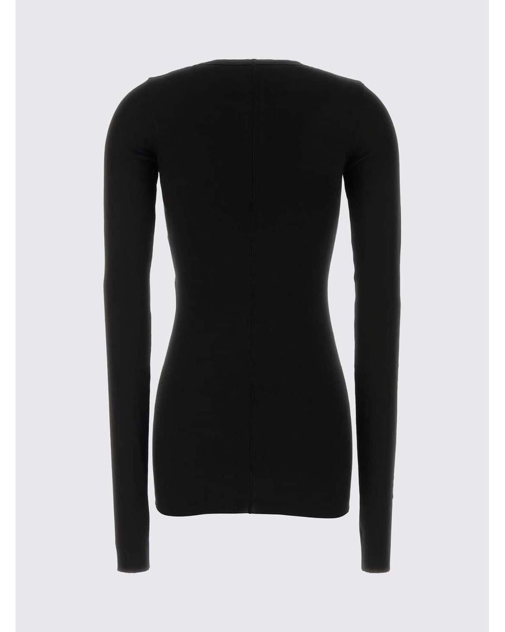 Rick Owens Black Long-Sleeved Slim Fit Cotton T-Shirt