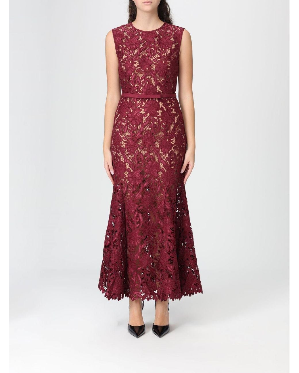 Self-Portrait Red Lace Long Dress