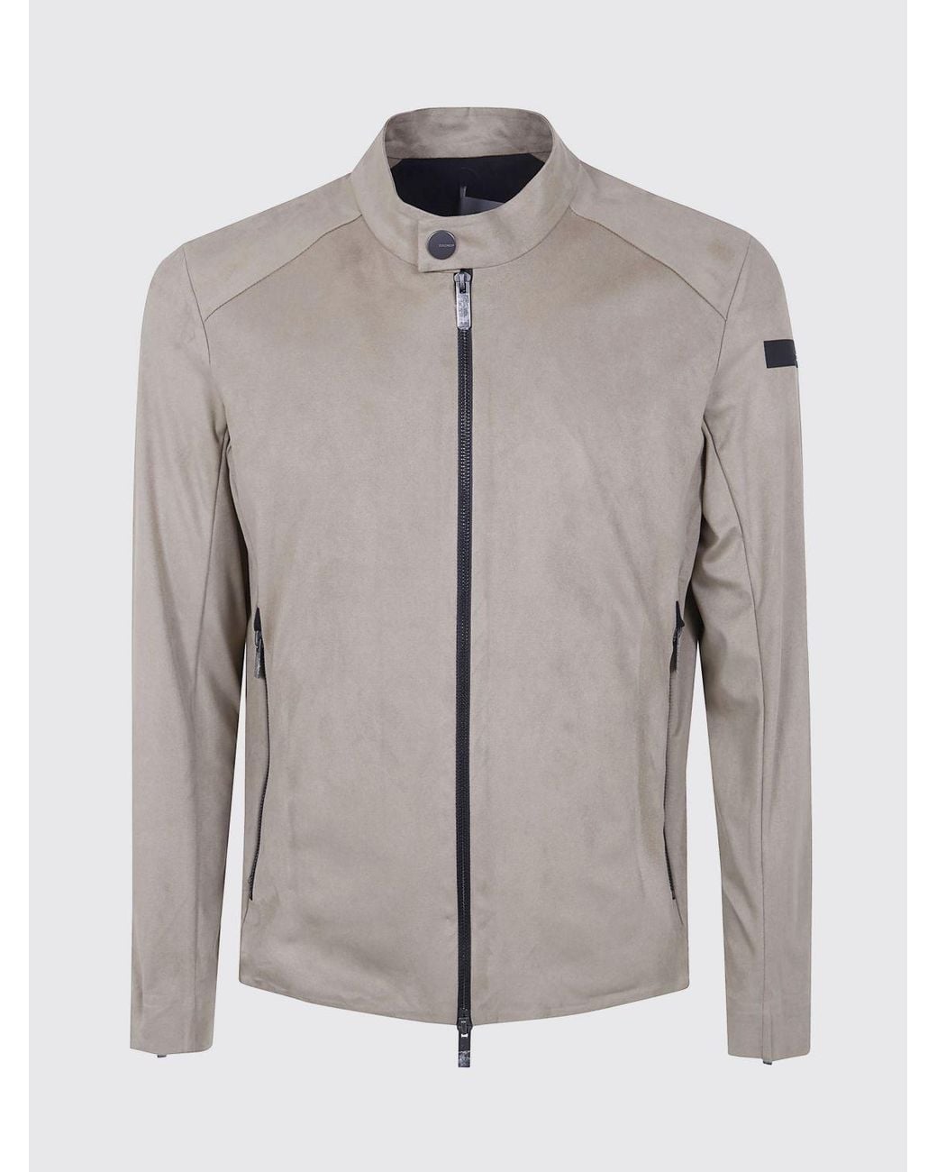 Rrd Gray Sueded Faux Leather Biker Jacket With A High Collar And Slim Fit for men