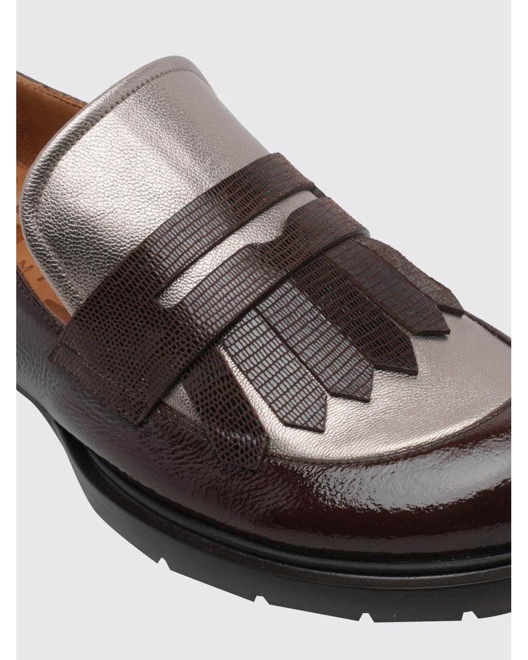 Chie Mihara White Jeluse Bicolor Naplak Leather Penny Loafers With Fringe