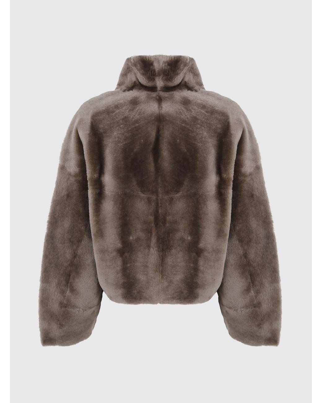 Arma Brown Short Shearling Jacket With High Neck And Zip Closure