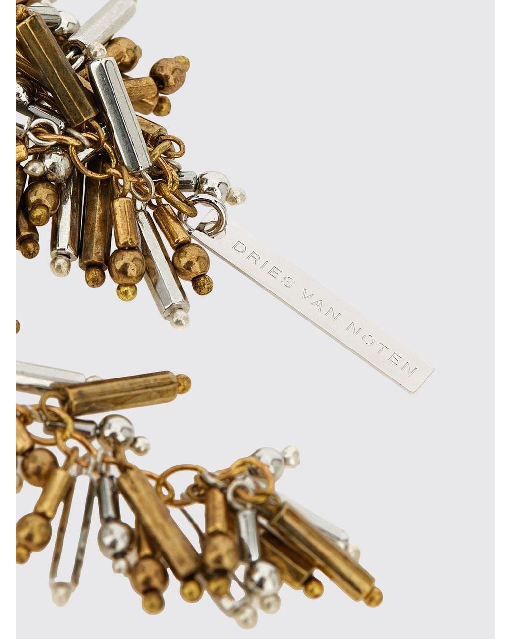 Dries Van Noten White Tone Acrylic And Brass Necklace