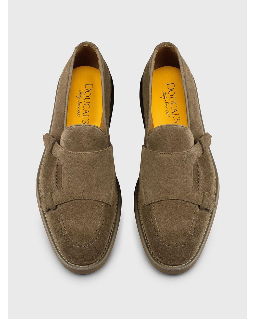 Doucal's Brown Suede Monk Strap Shoes for men