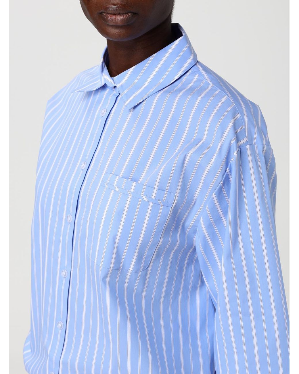 Liu Jo Blue Striped Cotton Blend Shirt