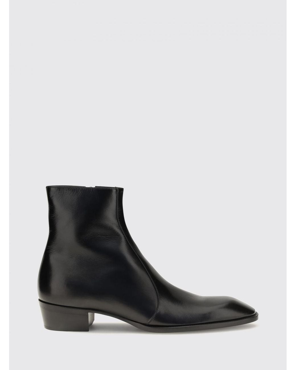 Saint Laurent Black Tapered Toe Ankle Boots for men