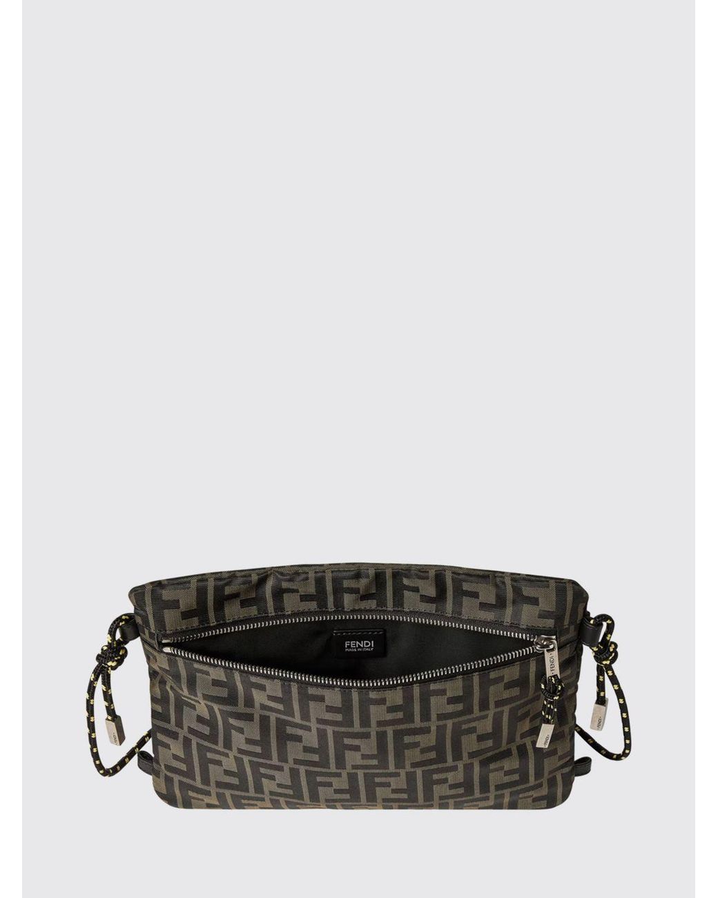 Fendi Gray Ff Monogram Fabric Crossbody Bag With Adjustable Strap for men
