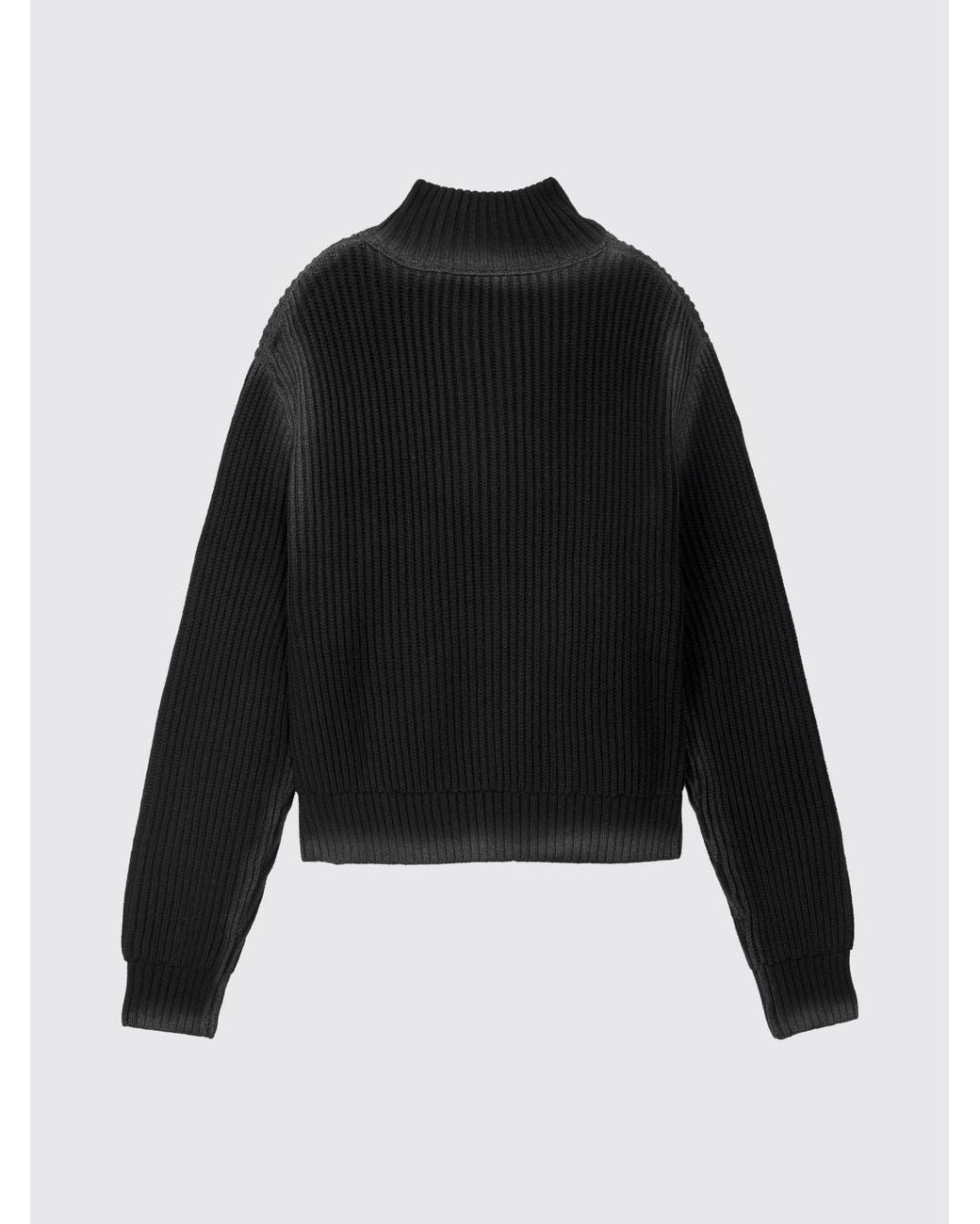 Camper Blue Ribbed Wool Blend Half-Zip High Neck Jumper for men