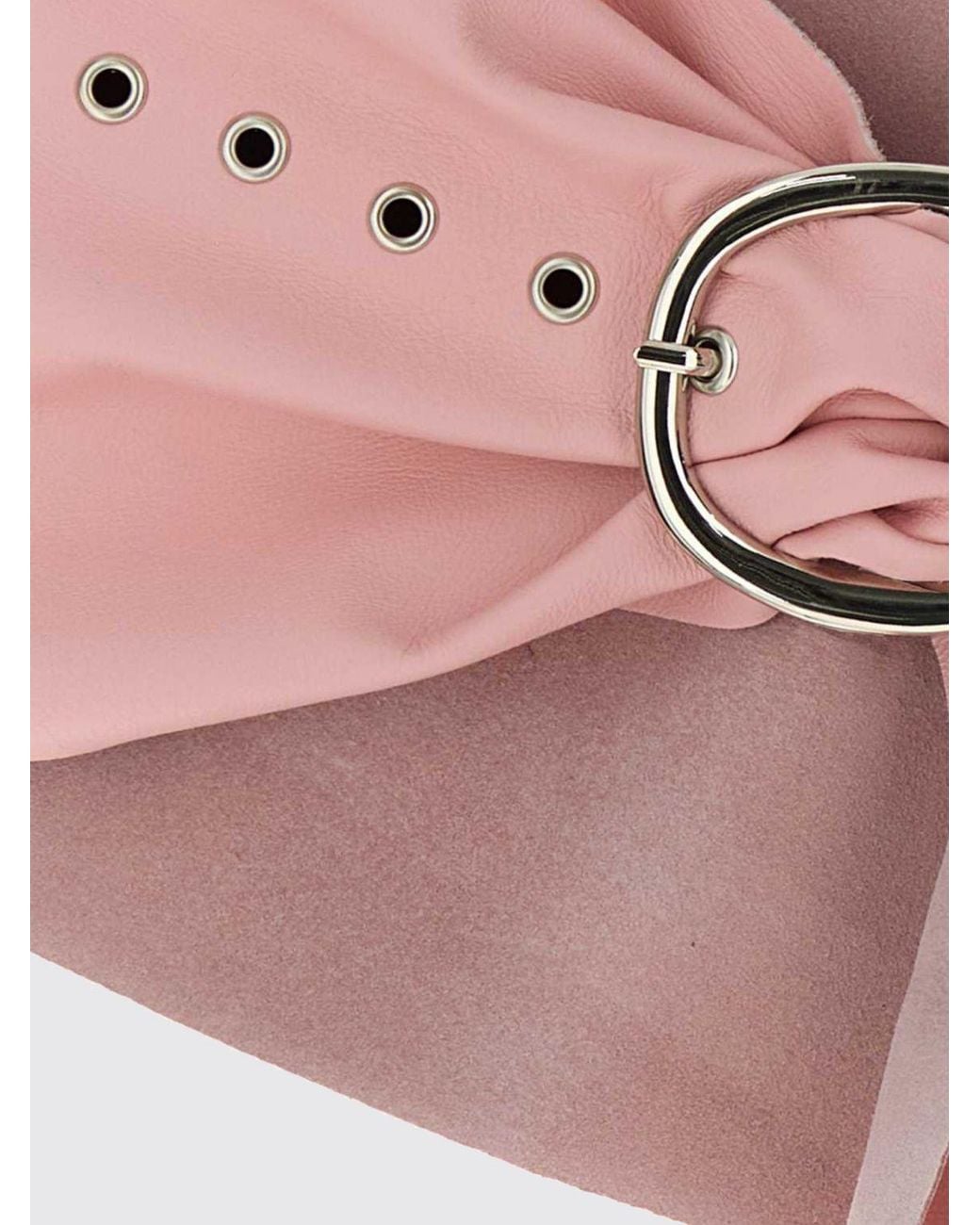GIMAGUAS Pink Asymmetric Leather Belt With Pin Buckle Closure