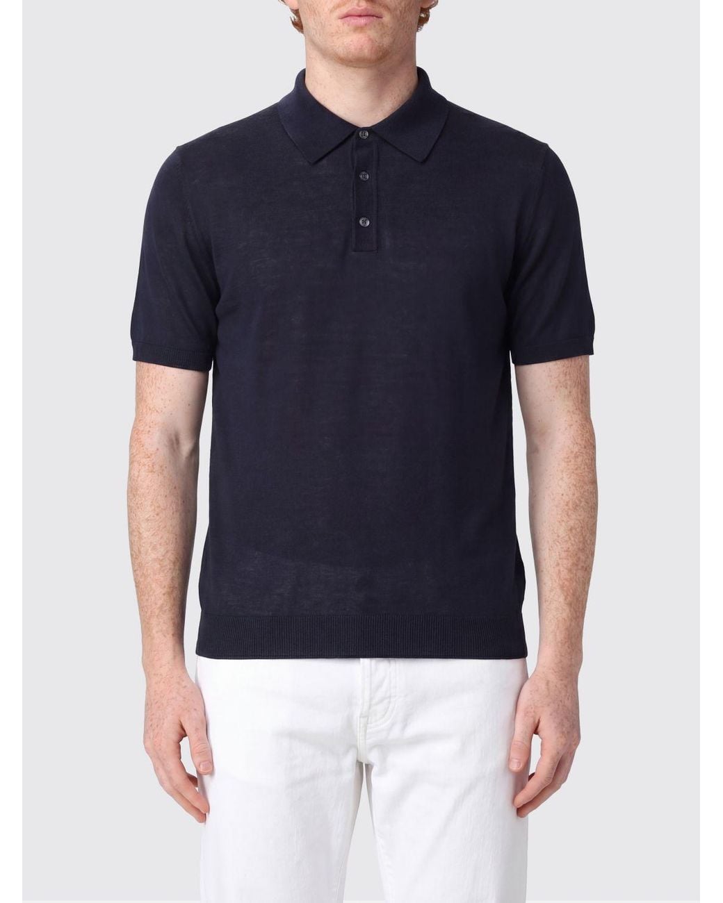 Roberto Collina Blue Knit Polo Shirt for men