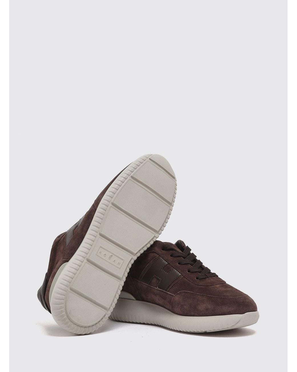 Hogan Brown H709 Suede Sneakers With H Logo And Chunky Sole for men