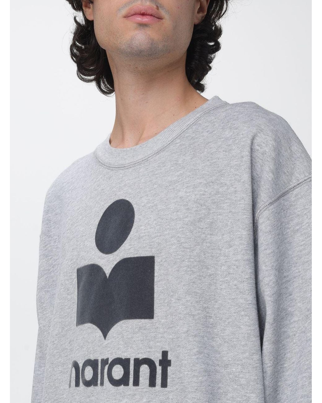 Isabel Marant Gray Relaxed Fit Crewneck Sweatshirt With Contrast Logo for men