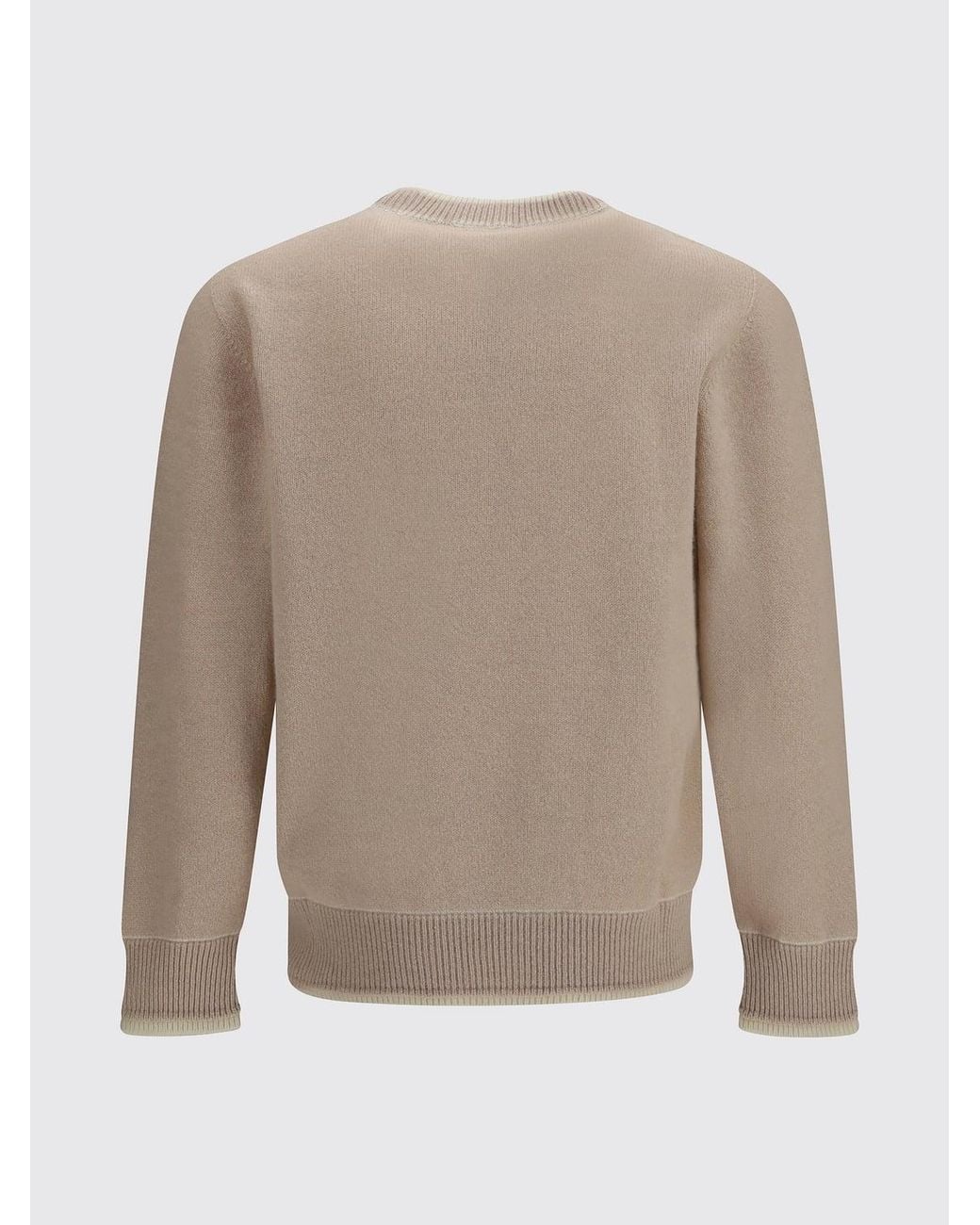 Pull À Col Rond En Mélange De Laine Mérinos Avec Finitions Contrastantes Laneus pour homme en coloris Natural