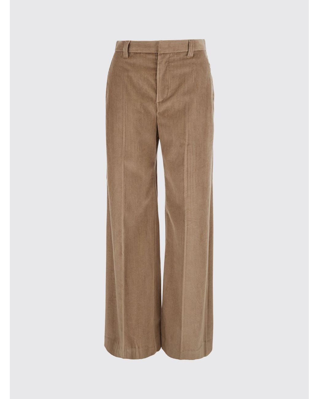 Brunello Cucinelli Natural High-Waisted Wide-Leg Trousers