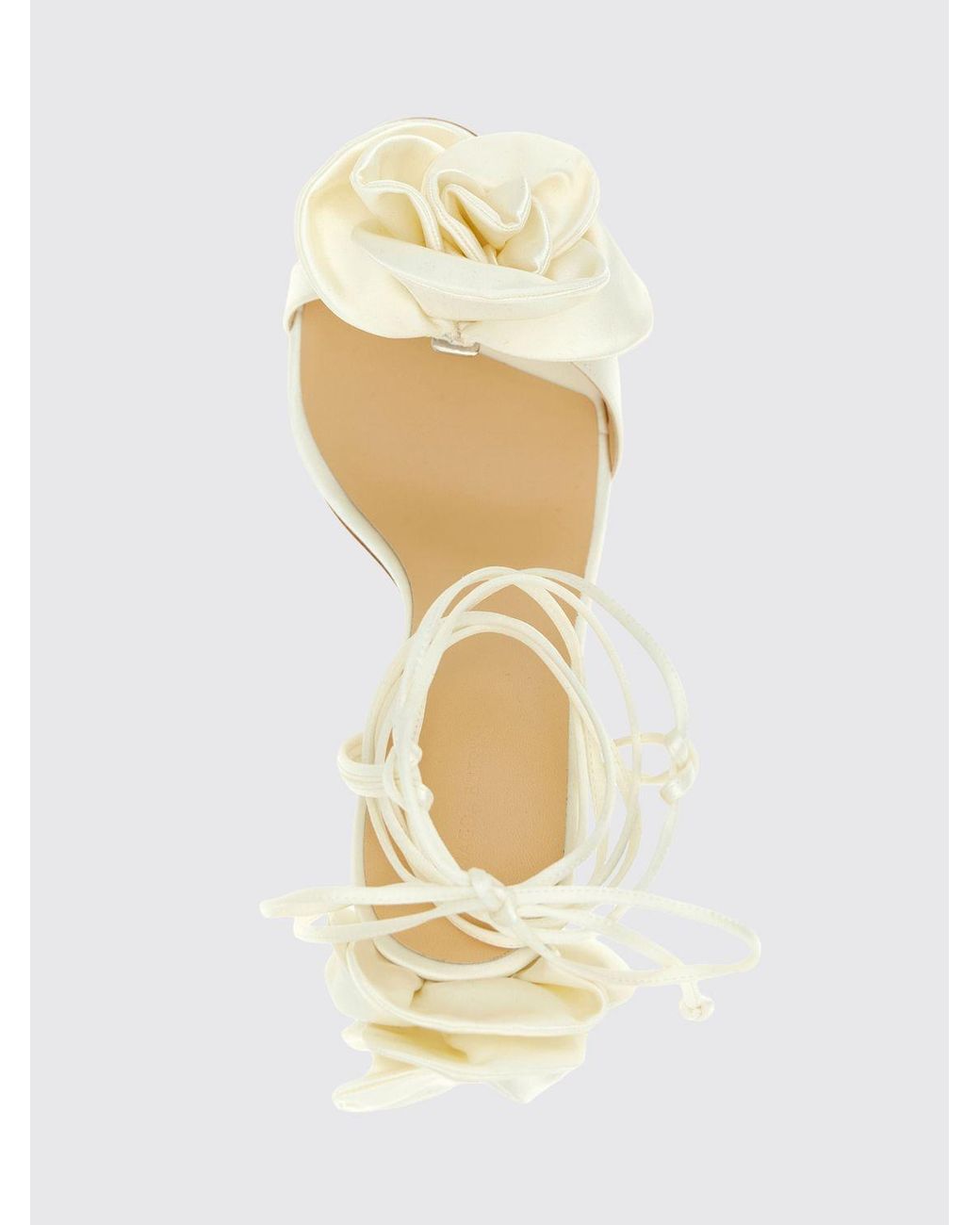Magda Butrym Natural Satin Sandals With Floral Applications