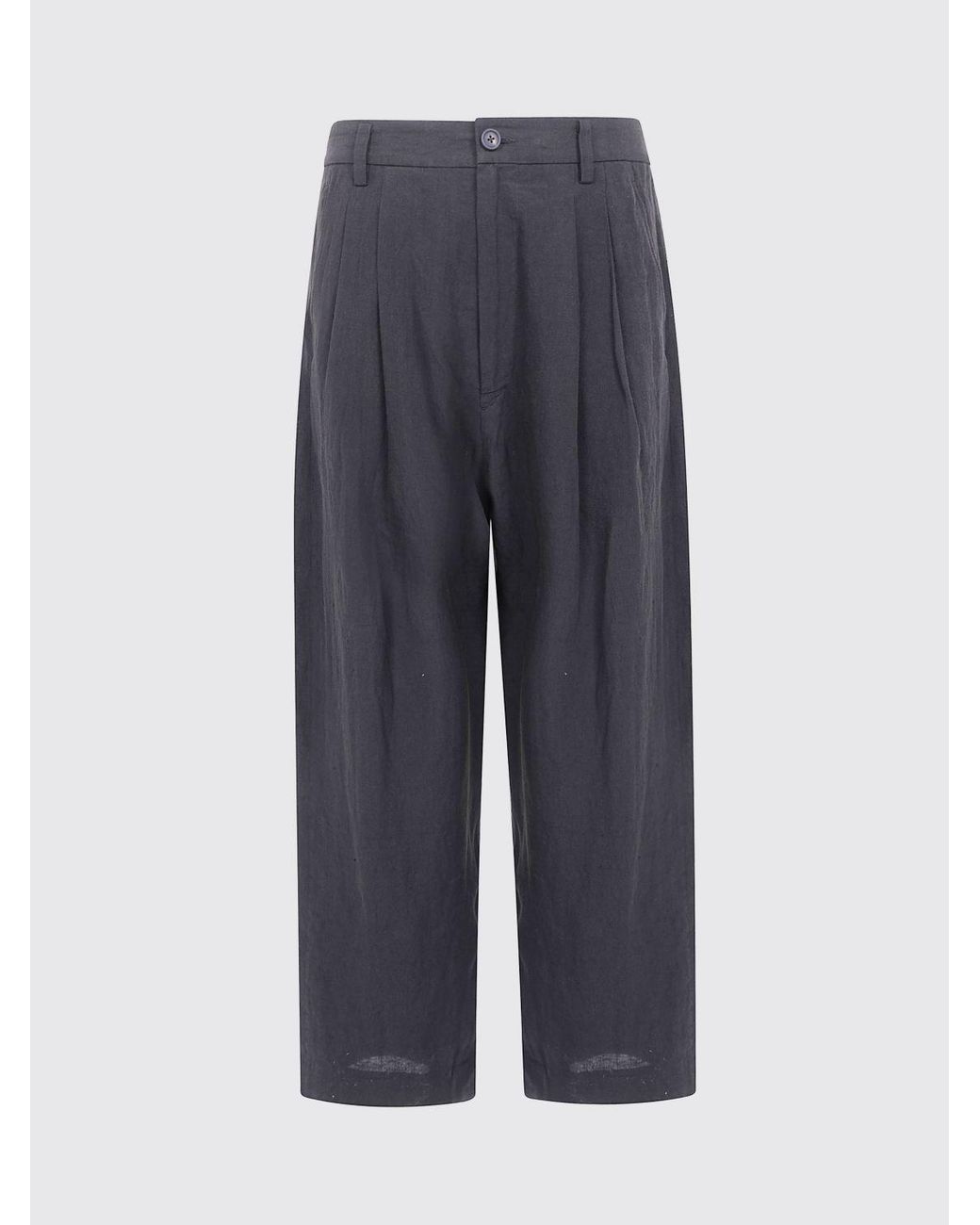 Ziggy Chen Black Wide-Leg Pure Linen Trousers With Button And Zip Fly for men
