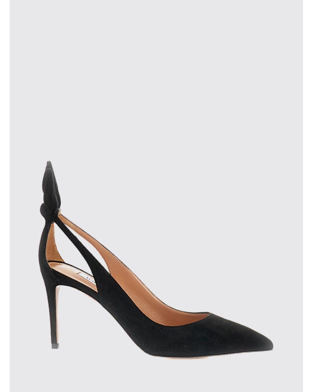 Aquazzura Black Bow Tie Suede Pumps With Stiletto Heel And Knot Detail