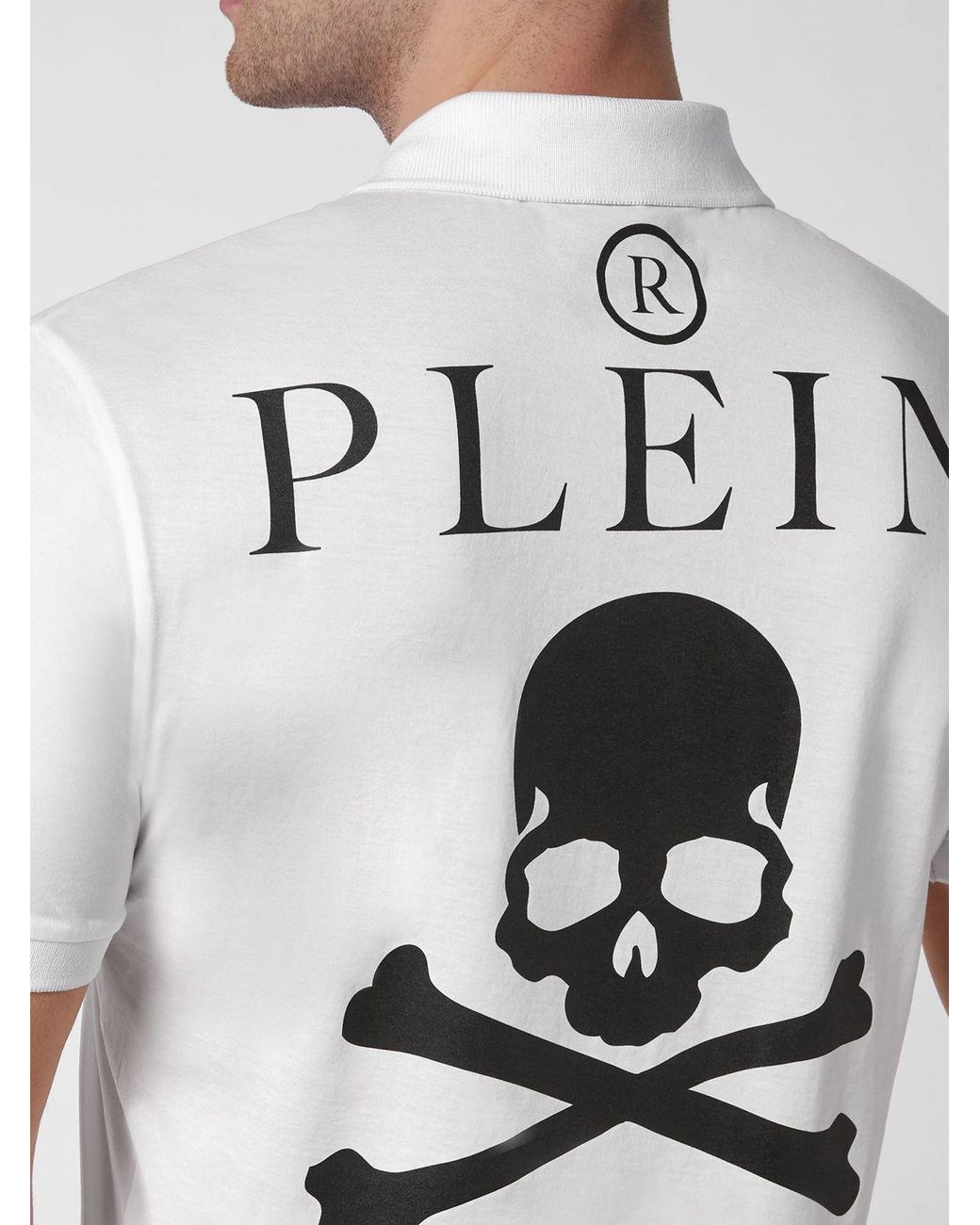 Philipp Plein White Short-Sleeve Cotton Polo Shirt With Skull Print And Logo for men