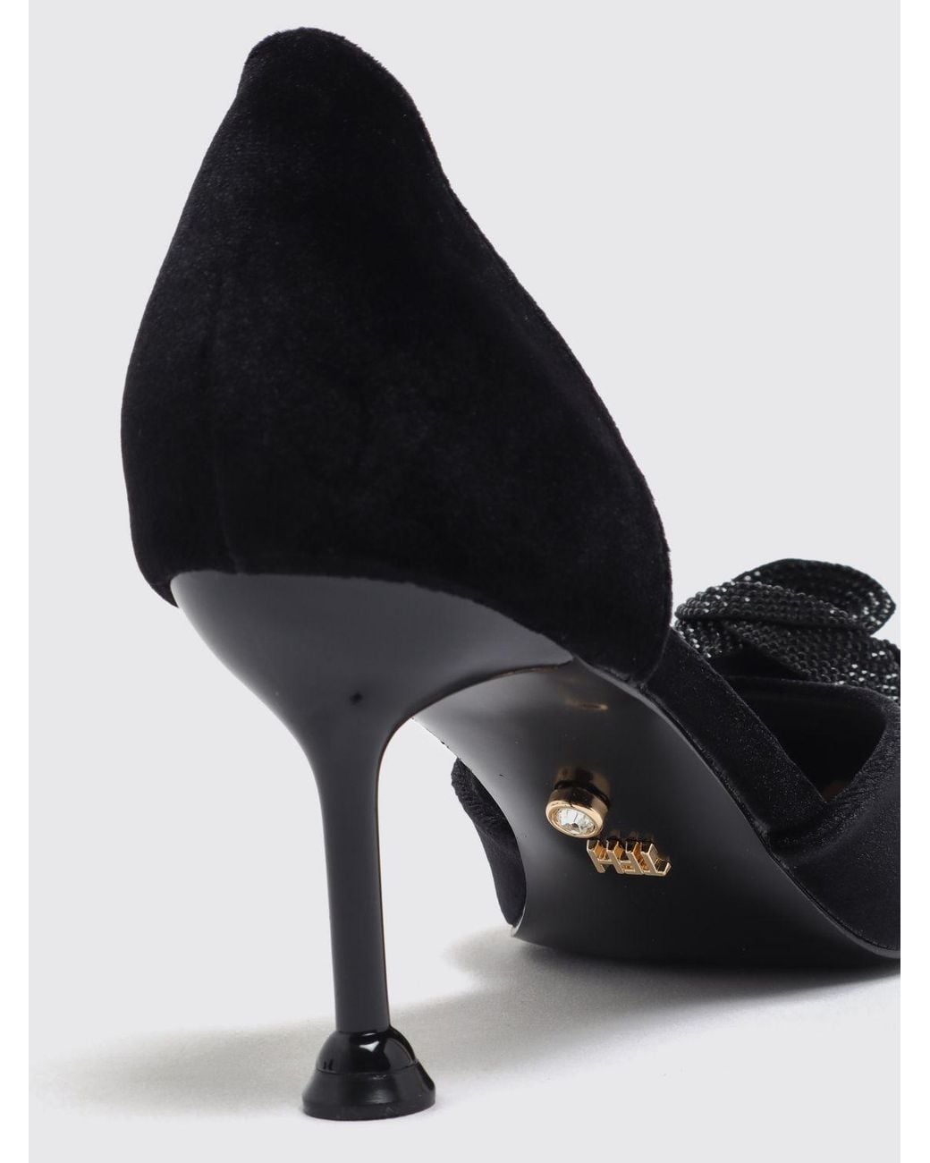 Twentyfourhaitch Black Suede Faux Leather Pumps With Rhinestones And Stiletto Heel