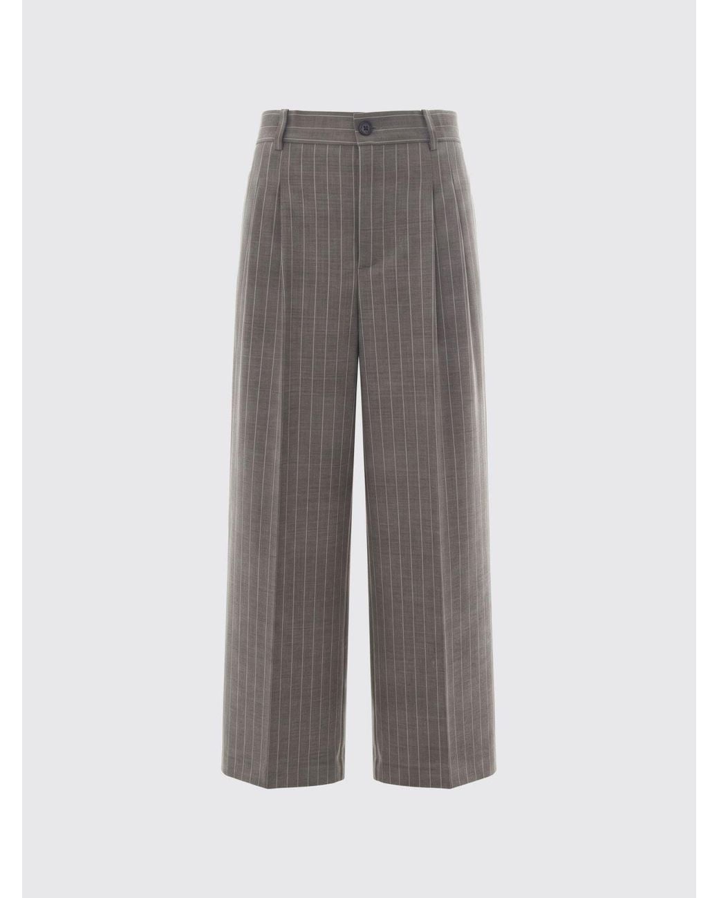 P.A.R.O.S.H. Gray P.A.R.O..H. Ludy Pinstriped Virgin Wool Wide-Leg Trousers